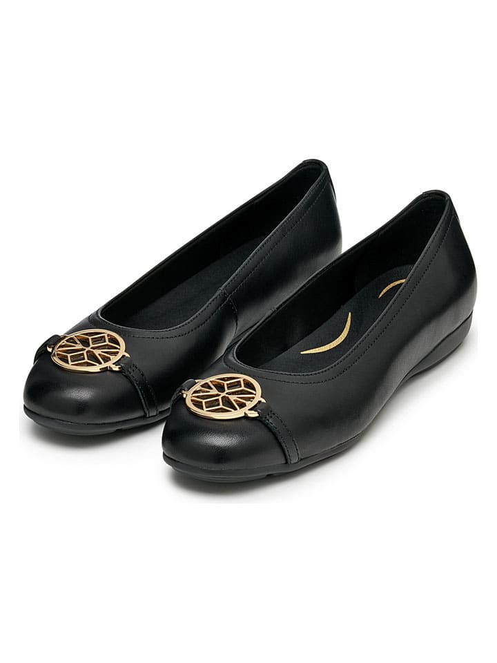 Geox Schwarz 704611 Leder-Ballerinas "Annytah" in Schwarz - 3