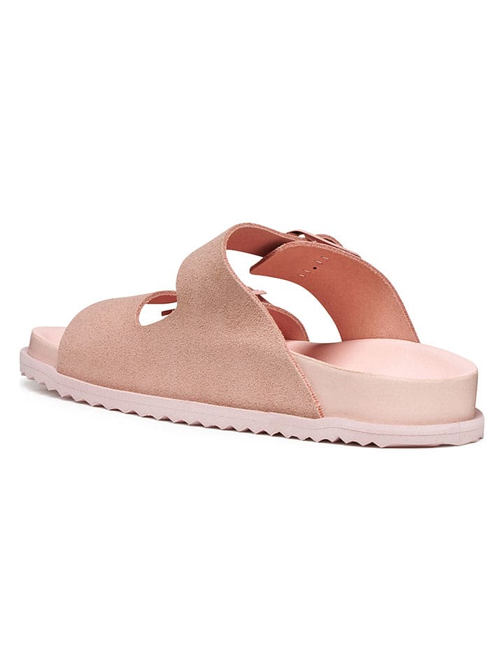 Geox Rosa 8689398 Leder-Pantoletten "Sandybett" in Rosa - 3