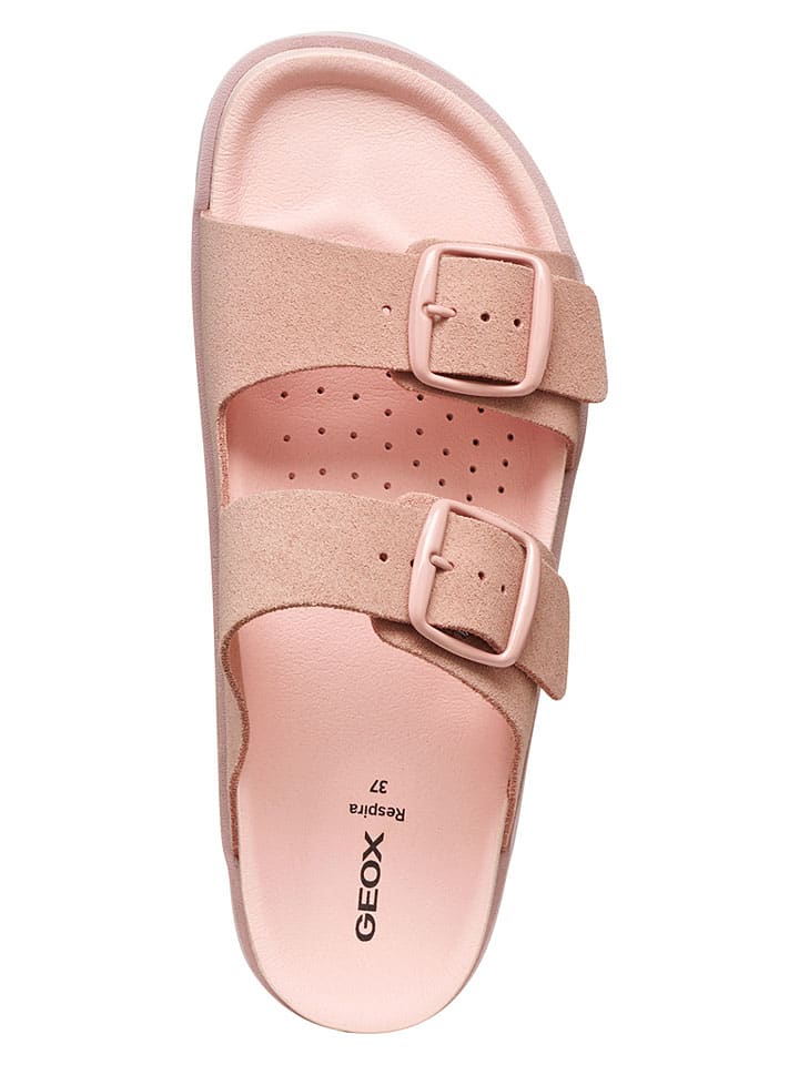 Geox Rosa 8689398 Leder-Pantoletten "Sandybett" in Rosa - 5