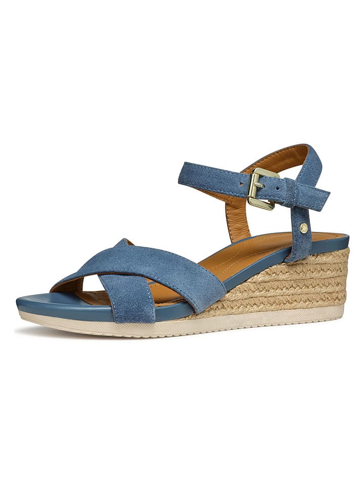 Sandále Geox Hellblau 1649904 Leder-Keilsandaletten "Ischia Corda" in Hellblau - 2