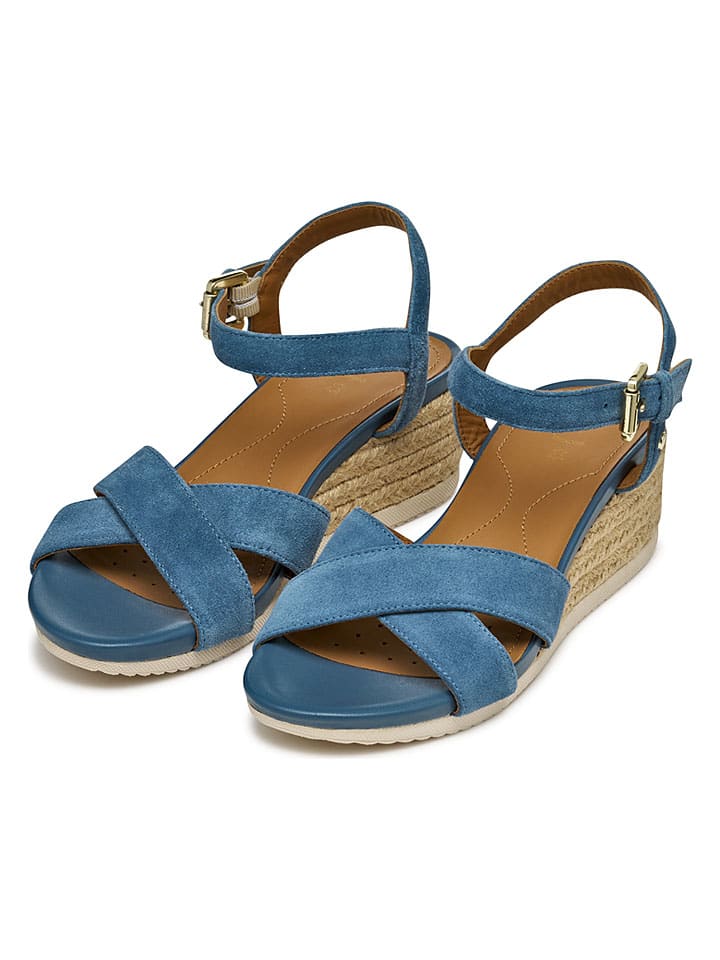 Sandále Geox Hellblau 1649904 Leder-Keilsandaletten "Ischia Corda" in Hellblau - 3