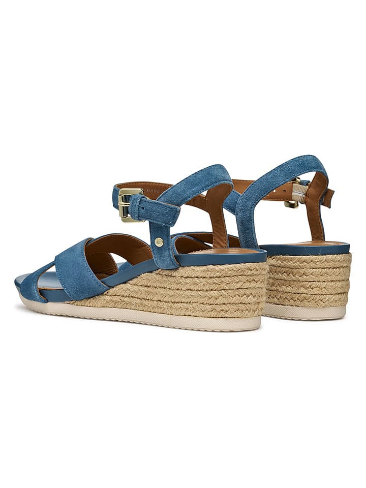 Sandále Geox Hellblau 1649904 Leder-Keilsandaletten "Ischia Corda" in Hellblau - 4