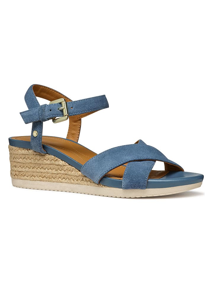 Sandále Geox Hellblau 1649904 Leder-Keilsandaletten "Ischia Corda" in Hellblau - 5