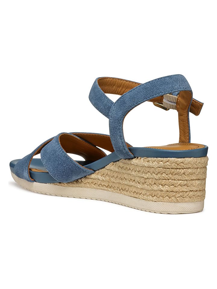 Sandále Geox Hellblau 1649904 Leder-Keilsandaletten "Ischia Corda" in Hellblau - 6