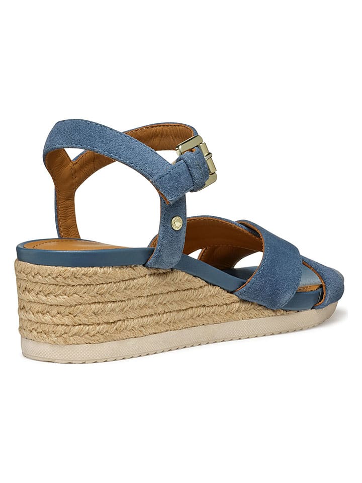 Sandále Geox Hellblau 1649904 Leder-Keilsandaletten "Ischia Corda" in Hellblau - 7