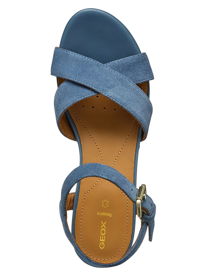 Sandále Geox Hellblau 1649904 Leder-Keilsandaletten "Ischia Corda" in Hellblau - 8