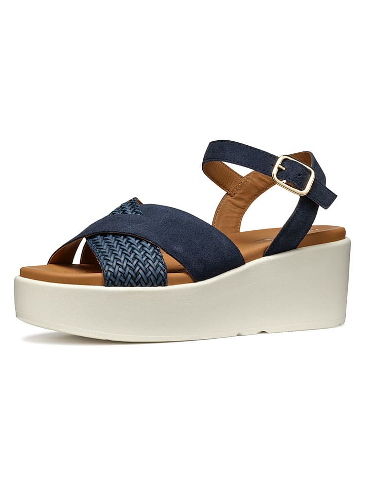 Geox Dunkelblau 456588 Leder-Keilsandaletten "Xand" in Dunkelblau - 2