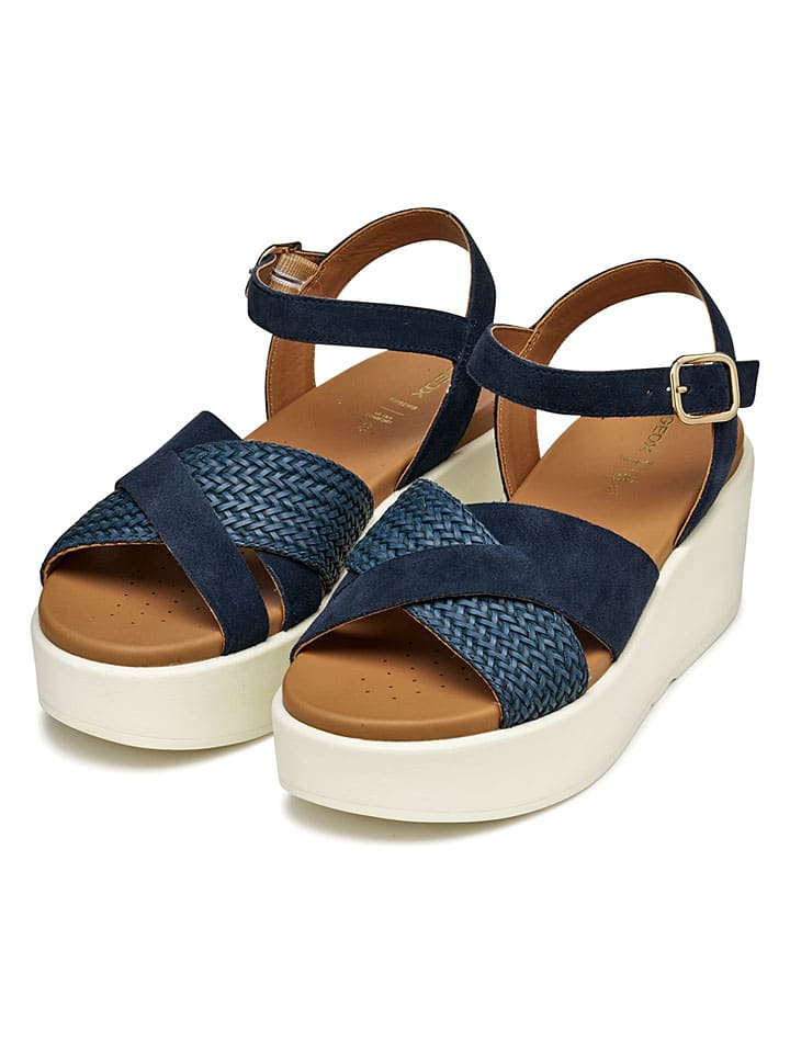 Geox Dunkelblau 456588 Leder-Keilsandaletten "Xand" in Dunkelblau - 3
