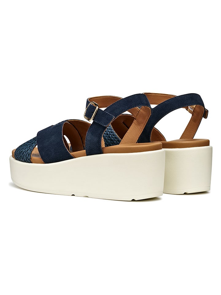 Geox Dunkelblau 456588 Leder-Keilsandaletten "Xand" in Dunkelblau - 4