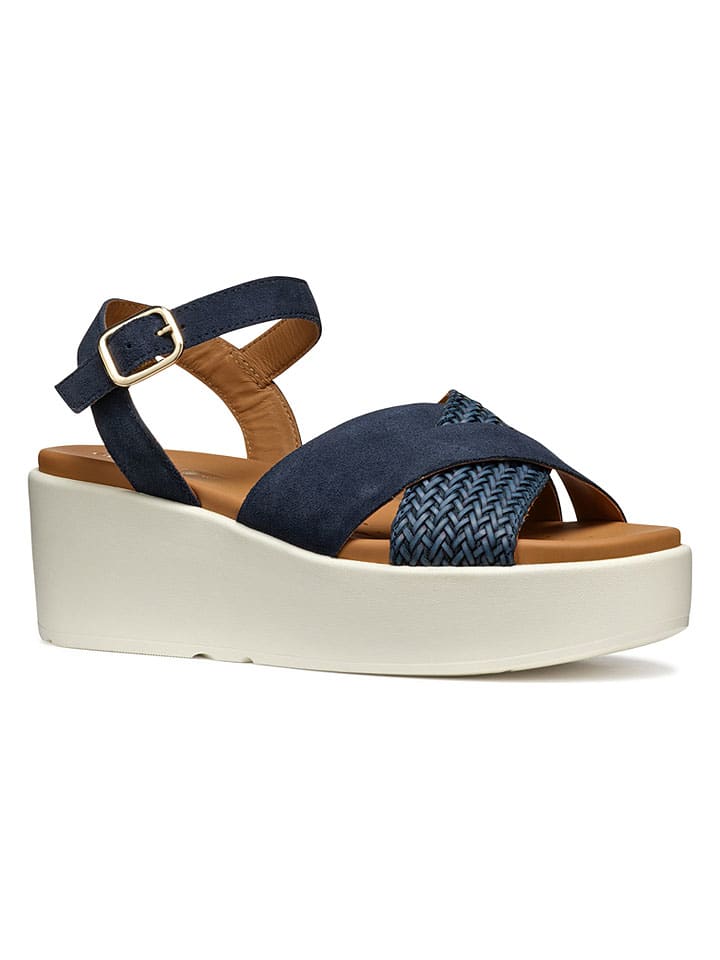 Geox Dunkelblau 456588 Leder-Keilsandaletten "Xand" in Dunkelblau - 5