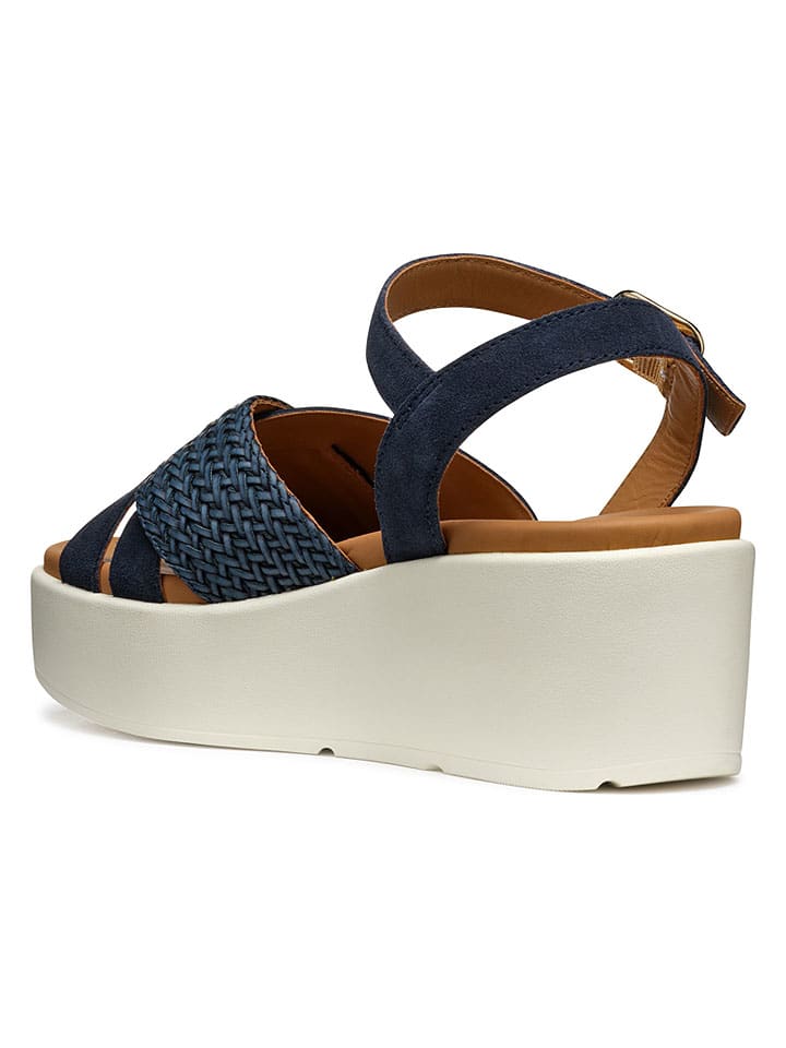 Geox Dunkelblau 456588 Leder-Keilsandaletten "Xand" in Dunkelblau - 6