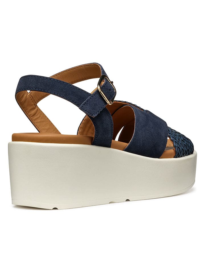 Geox Dunkelblau 456588 Leder-Keilsandaletten "Xand" in Dunkelblau - 7