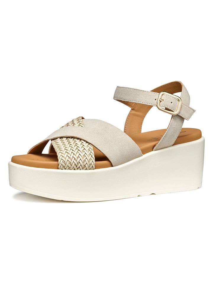 Sandále Geox Creme 9691288 Leder-Keilsandaletten "Xand" in Creme - 2