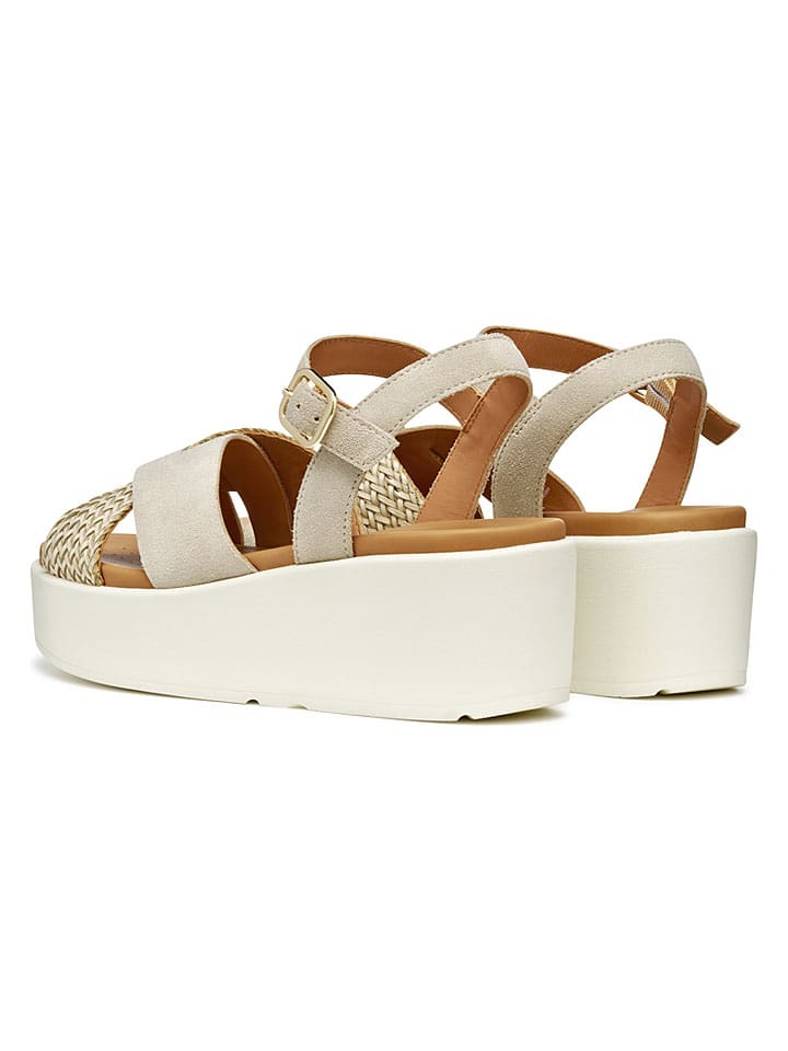 Sandále Geox Creme 9691288 Leder-Keilsandaletten "Xand" in Creme - 4