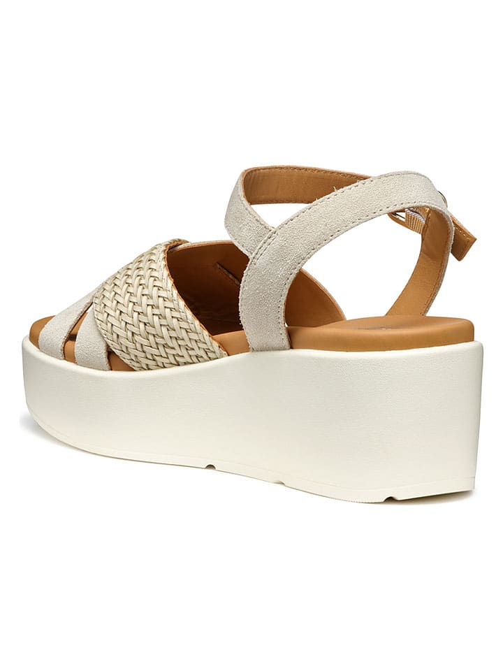 Sandále Geox Creme 9691288 Leder-Keilsandaletten "Xand" in Creme - 6