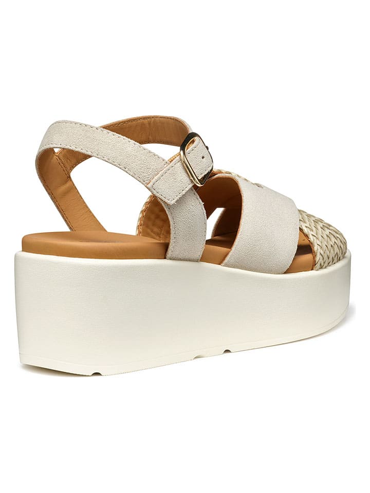 Sandále Geox Creme 9691288 Leder-Keilsandaletten "Xand" in Creme - 7