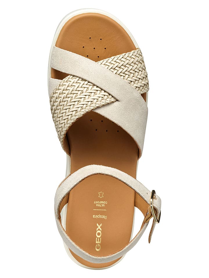 Sandále Geox Creme 9691288 Leder-Keilsandaletten "Xand" in Creme - 8