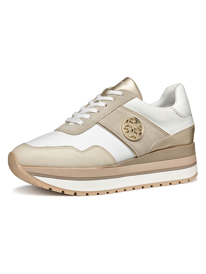 Tenisky Geox Weiß/ Beige 222053 Leder-Keilsneakers "New Kency" in Weiß/ Beige - 2