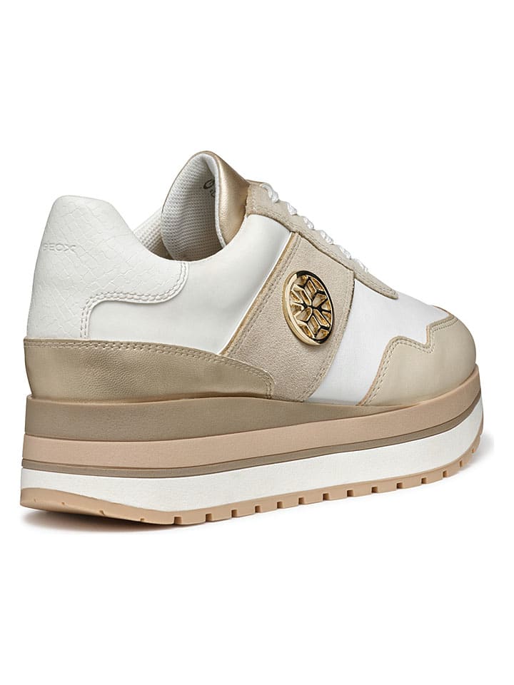 Tenisky Geox Weiß/ Beige 222053 Leder-Keilsneakers "New Kency" in Weiß/ Beige - 7