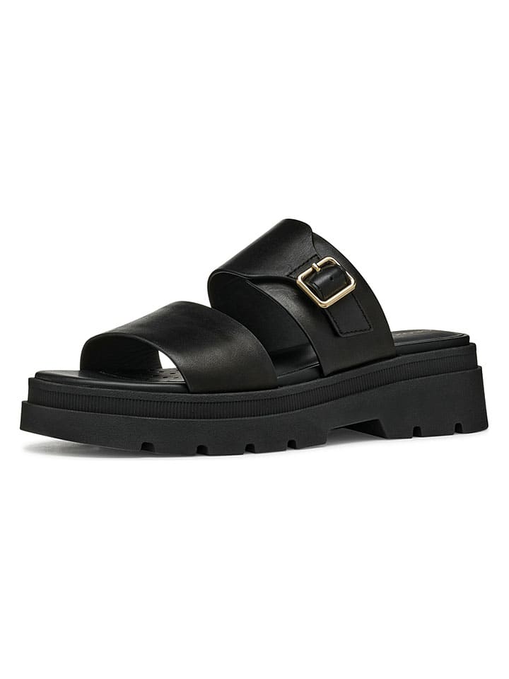 Geox Schwarz 764908 Leder-Pantoletten "Adacter" in Schwarz - 2