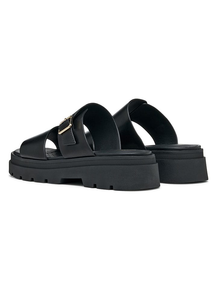 Geox Schwarz 764908 Leder-Pantoletten "Adacter" in Schwarz - 4