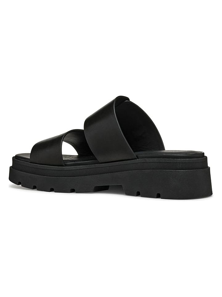 Geox Schwarz 764908 Leder-Pantoletten "Adacter" in Schwarz - 6