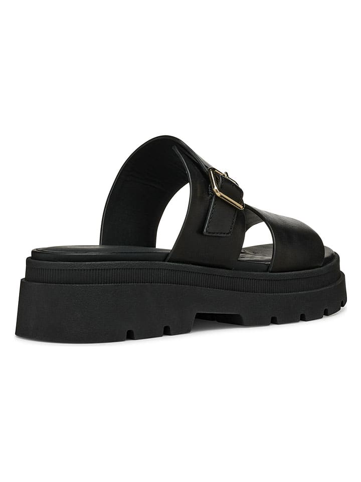 Geox Schwarz 764908 Leder-Pantoletten "Adacter" in Schwarz - 7