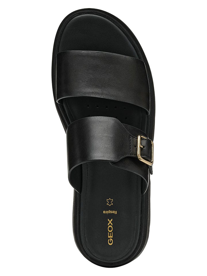 Geox Schwarz 764908 Leder-Pantoletten "Adacter" in Schwarz - 9