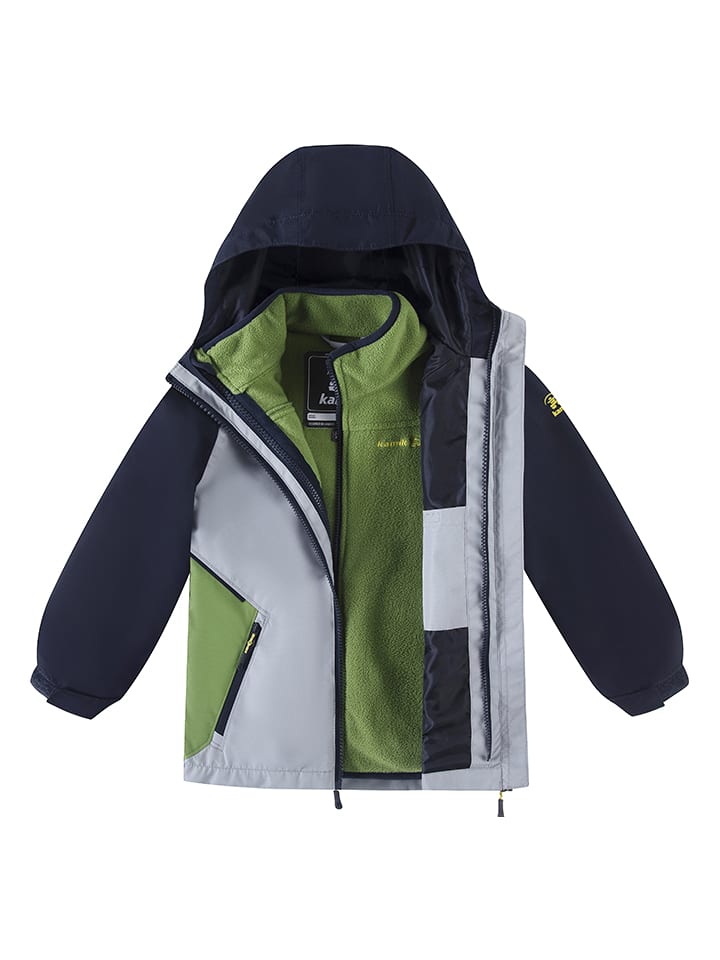 Kamik Grau/ Schwarz/ Grün 4866289 3in1-Regenjacke "Silas" in Grau/ Schwarz/ Grün - 2