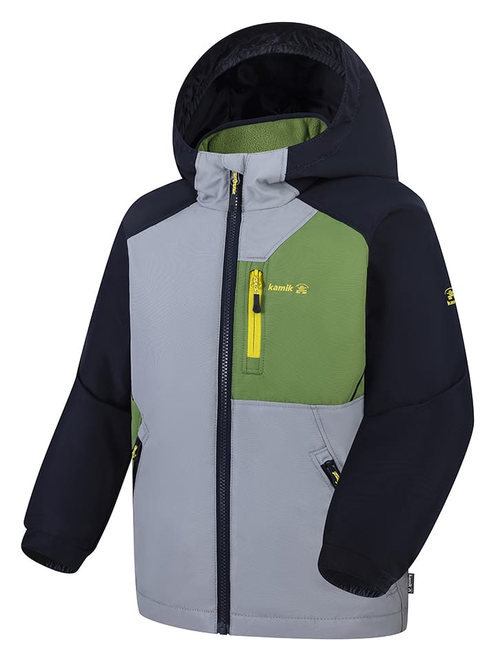 Kamik Grau/ Schwarz/ Grün 4866289 3in1-Regenjacke "Silas" in Grau/ Schwarz/ Grün - 3