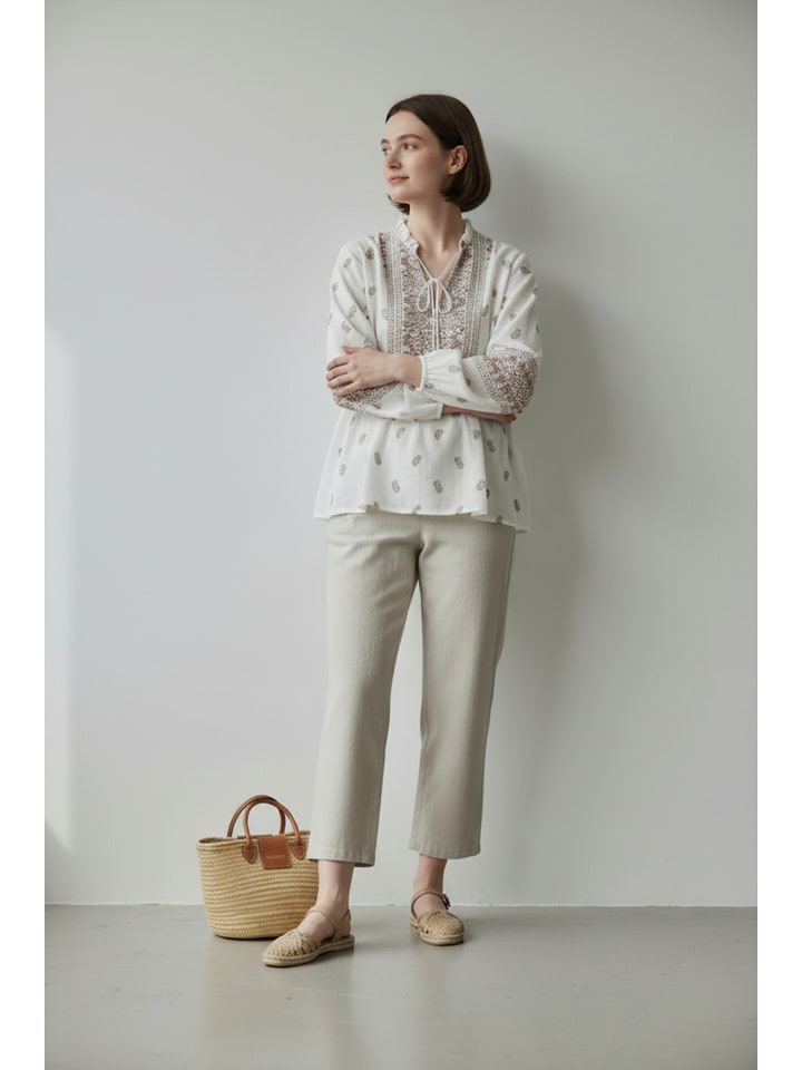 William de Faye Weiß/ Hellbraun 5335048 Bluse in Weiß/ Hellbraun - 3