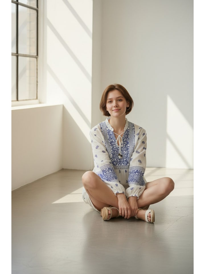 William de Faye Weiß/ Blau 6116960 Bluse in Weiß/ Blau - 2