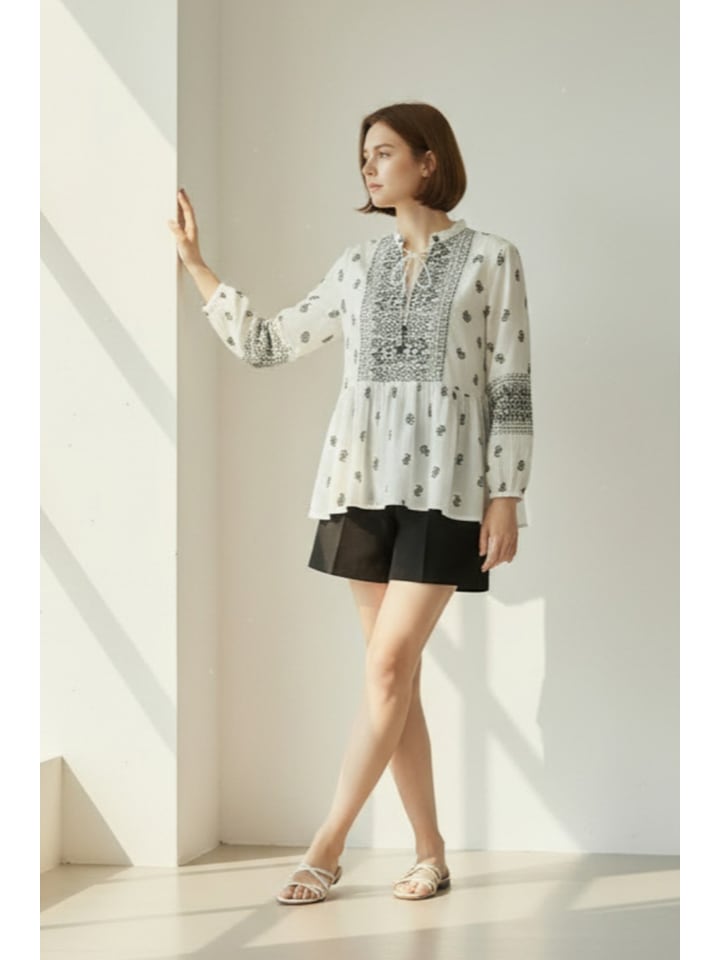 William de Faye Weiß/ Grau 3635930 Bluse in Weiß/ Grau - 3