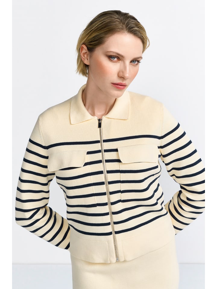 Sveter Rich & Royal Beige/ Schwarz 411261 Cardigan in Beige/ Schwarz - 2