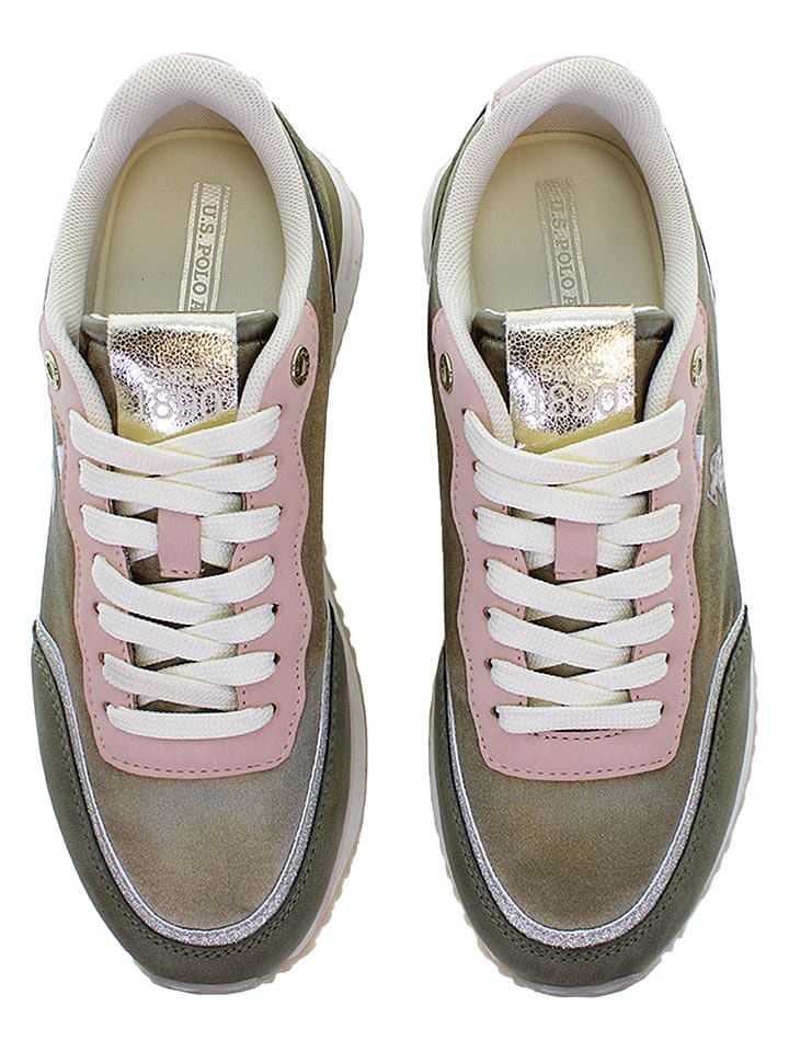 Tenisky U.S. Polo Assn. Khaki/ Rosa 3945650 Sneakers "Sacha" in Khaki/ Rosa - 3