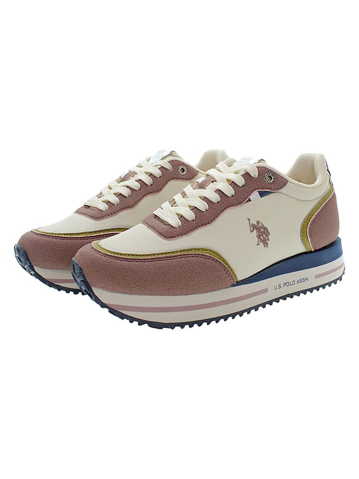 Tenisky U.S. Polo Assn. Creme/ Rosa/ Dunkelblau 107851 Sneakers "Sacha" in Creme/ Rosa/ Dunkelblau - 4