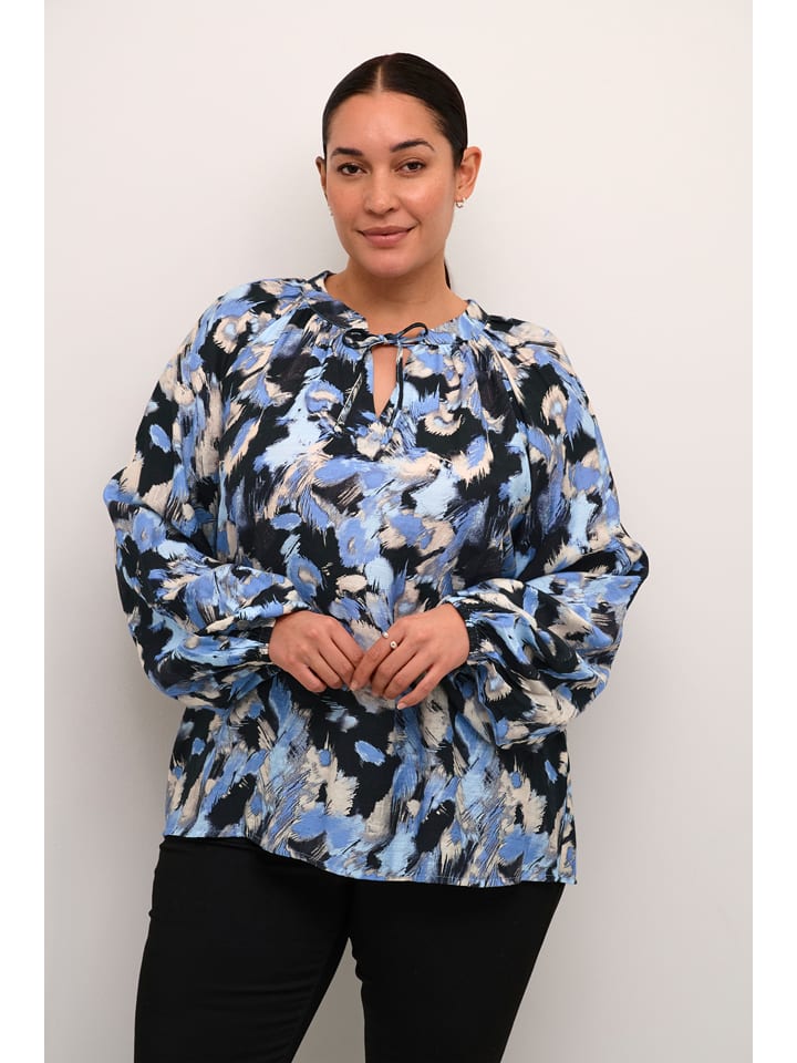 KAFFE curve Dunkelblau/ Hellblau 811610 Bluse in Dunkelblau/ Hellblau - 1