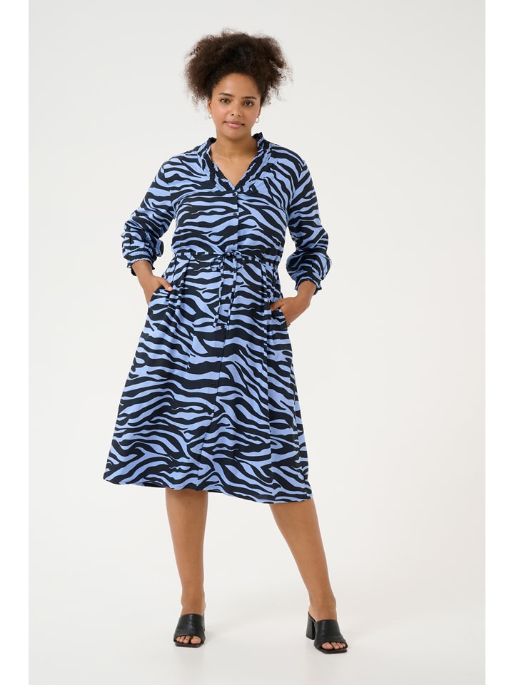 Šaty KAFFE curve Hellblau/ Dunkelblau 177010 Kleid in Hellblau/ Dunkelblau - 1