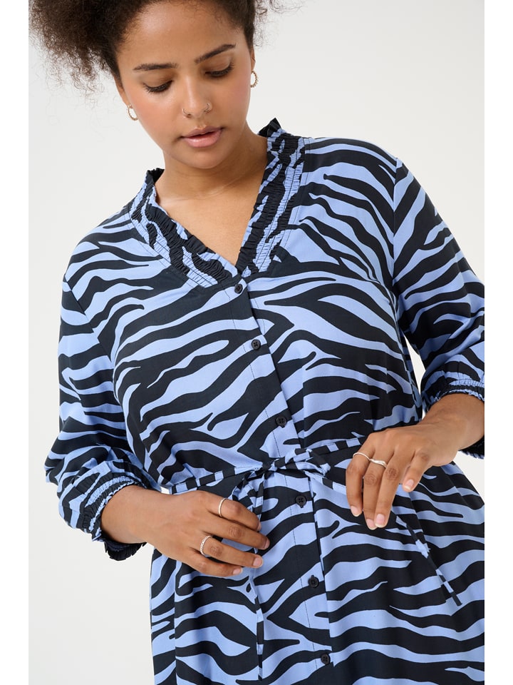 Šaty KAFFE curve Hellblau/ Dunkelblau 177010 Kleid in Hellblau/ Dunkelblau - 2