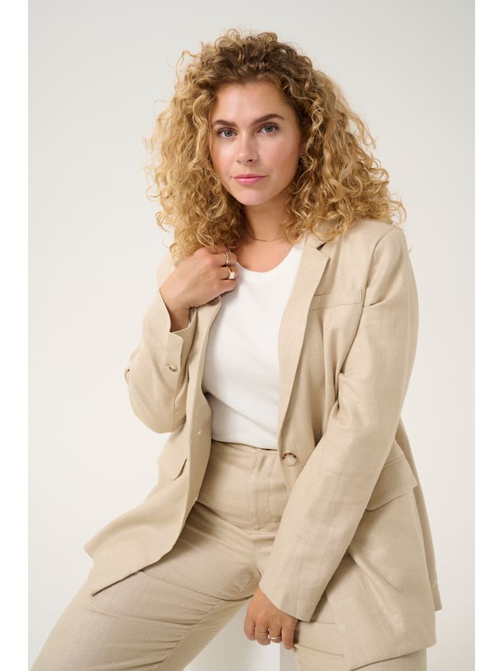 Dámska bunda KAFFE curve Beige 8433489 Blazer in Beige - 3