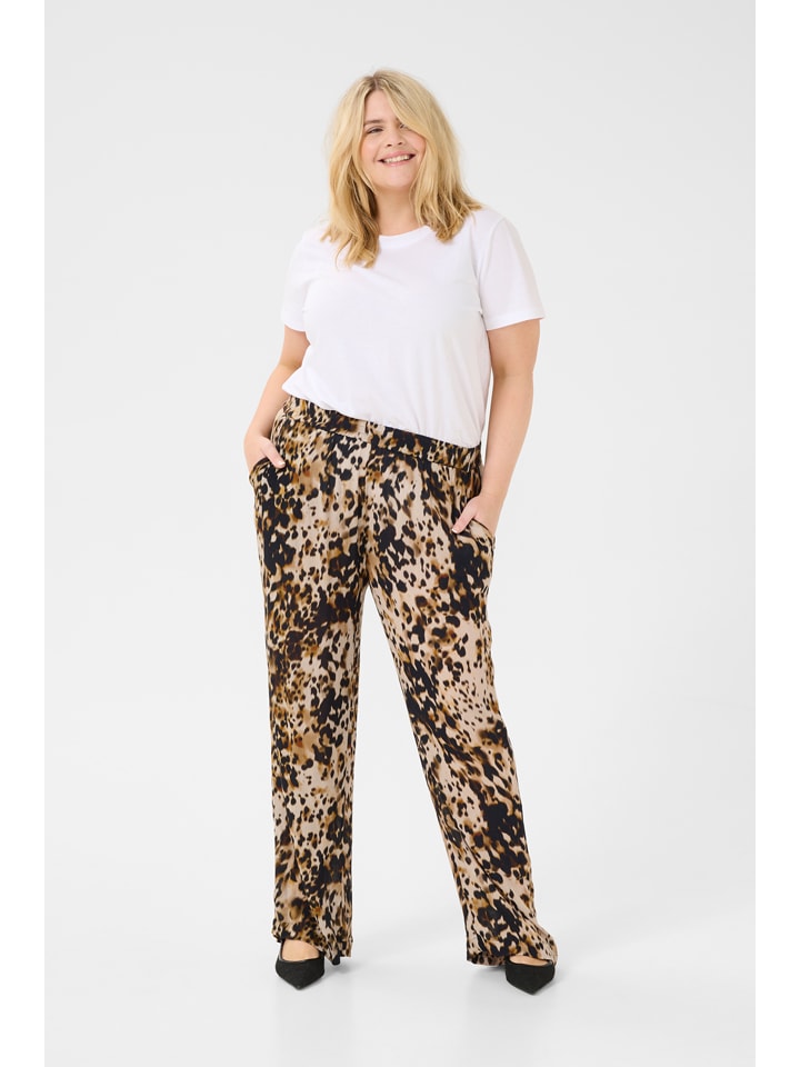 Nohavice KAFFE curve Schwarz/ Beige 9676947 Hose in Schwarz/ Beige - 2