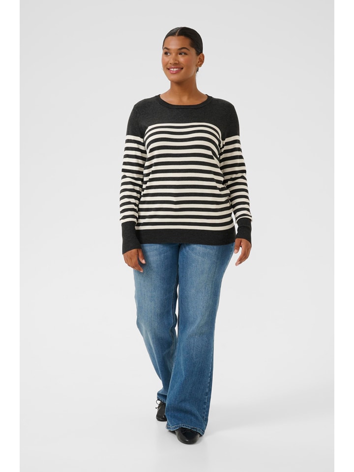 Sveter KAFFE curve Schwarz/ Creme 944187 Pullover in Schwarz/ Creme - 2
