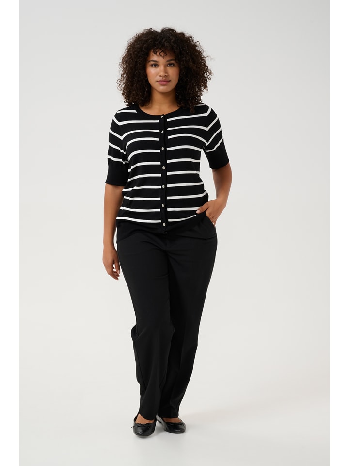 Sveter KAFFE curve Schwarz/ Weiß 223267 Cardigan in Schwarz/ Weiß - 2