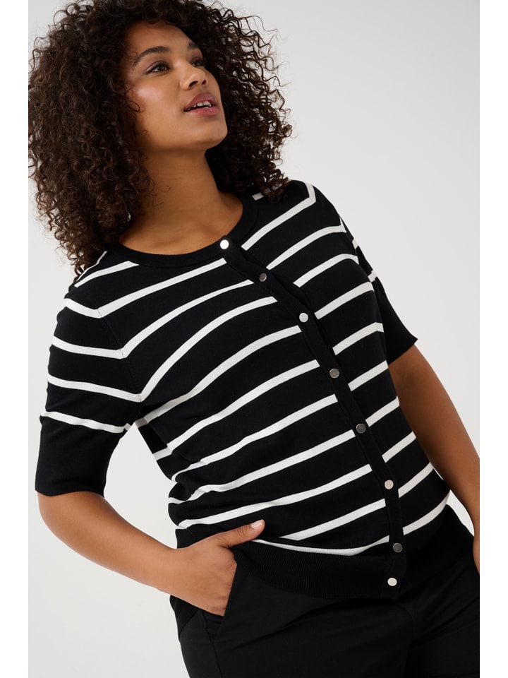 Sveter KAFFE curve Schwarz/ Weiß 223267 Cardigan in Schwarz/ Weiß - 3
