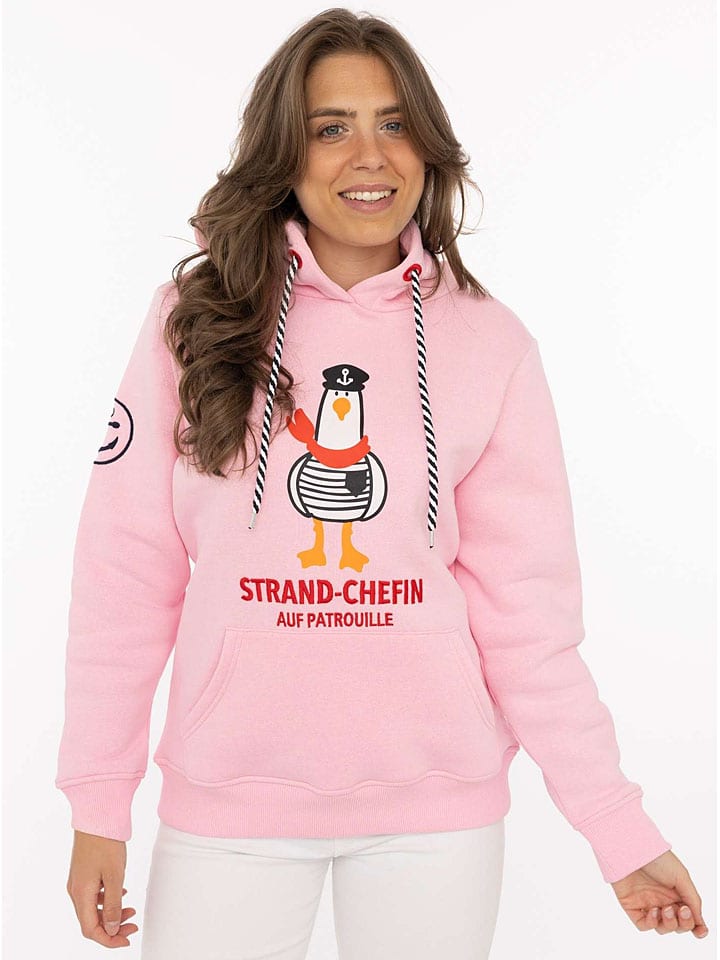 Mikina Zwillingsherz Rosa 8052139 Hoodie "Strand-Chefin" in Rosa - 1