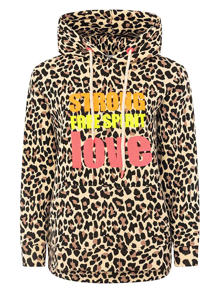 Mikina Zwillingsherz Beige 591961 Hoodie "AOP Leo Strong" in Beige - 3