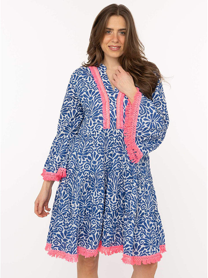 Šaty Zwillingsherz Blau 8581171 Kleid "Flower Layout" in Blau - 1