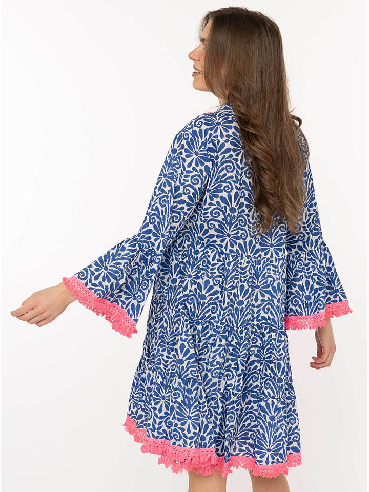 Šaty Zwillingsherz Blau 8581171 Kleid "Flower Layout" in Blau - 2