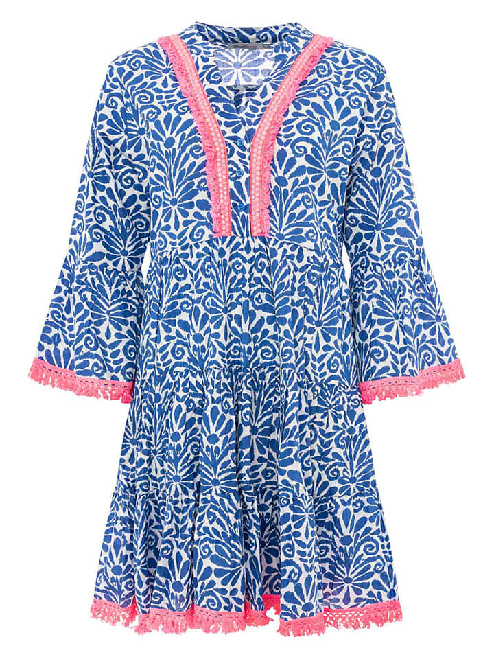 Šaty Zwillingsherz Blau 8581171 Kleid "Flower Layout" in Blau - 3