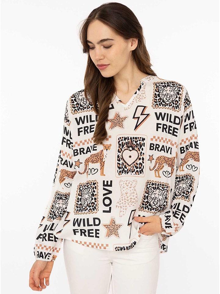 Zwillingsherz Creme 2385994 Bluse"Wild Love" in Creme - 1